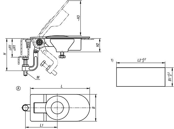 锌压缩杠杆式锁闩，半圆形，A 型，不可锁定
