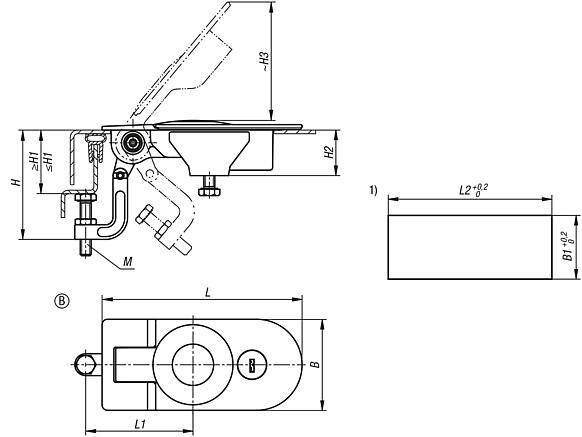 Compression lever latches zinc, half-round, Form B, lockable