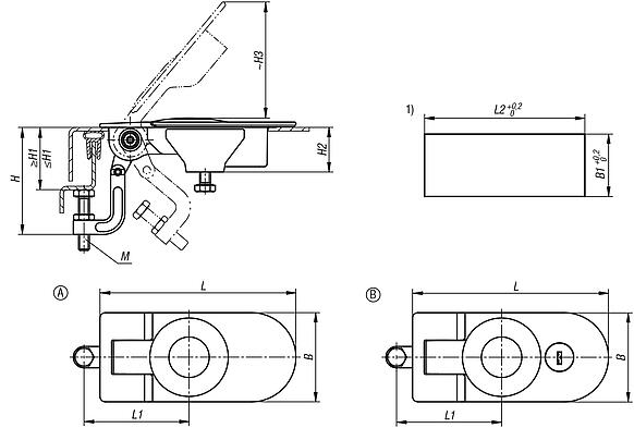 Compression lever latches zinc, half-round