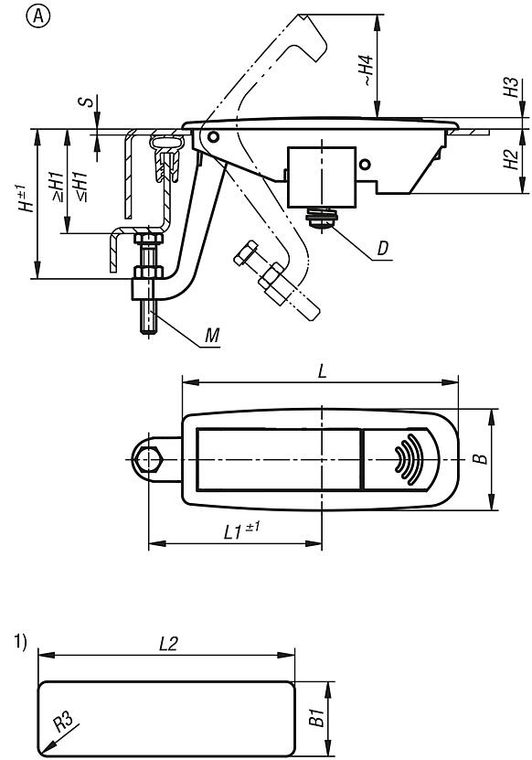 Compression lever latches, zinc, Form A, non-lockable