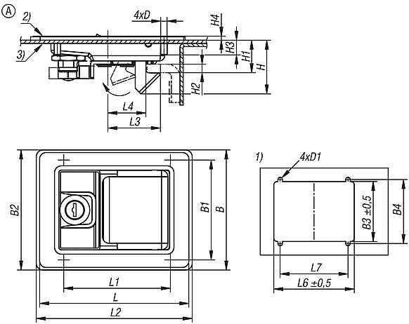 带把手的钢弹簧锁，铰链式，A 型