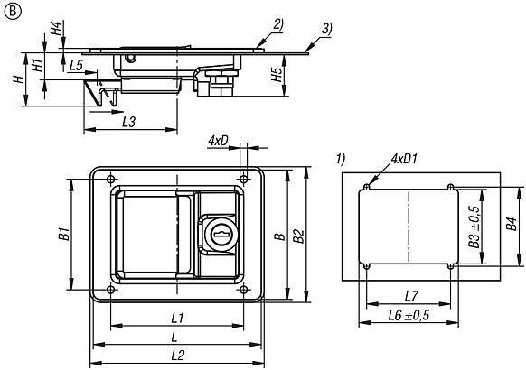 带把手的钢弹簧锁，铰链式，B 型
