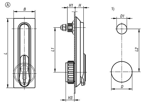 Swivel grip plastic, mounting hole round, mounting hole spacing 95 mm, with cover, Form A