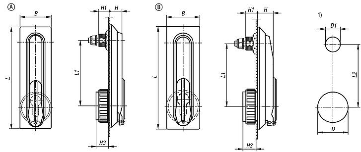 Swivel grip plastic, mounting hole round, mounting hole spacing 95 mm, with cover