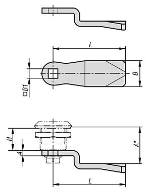 Tongues for quarter-turn locks  without stop, steel