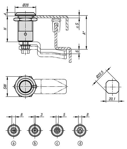 锌制紧凑型旋转锁销