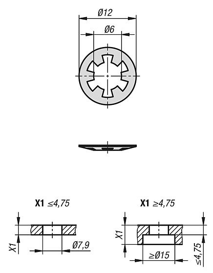 固定垫圈 适用于四分之一旋转锁定