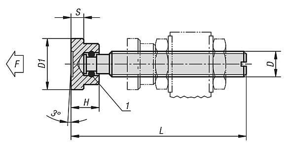 带弹簧柱塞和止推环的钢制压紧螺栓
