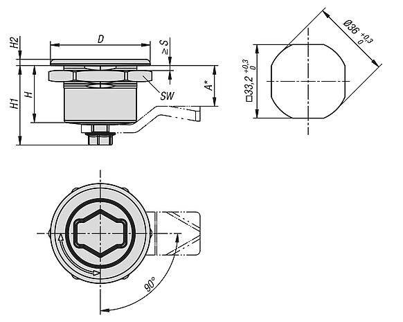 锌制旋转锁销 用于消防领域，DIN 14925
