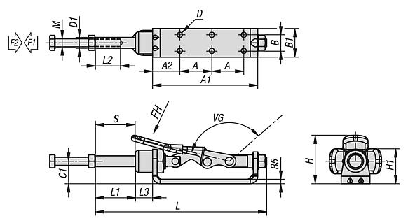 钢制推杆夹钳，可旋转
夹持力可达 2000 N