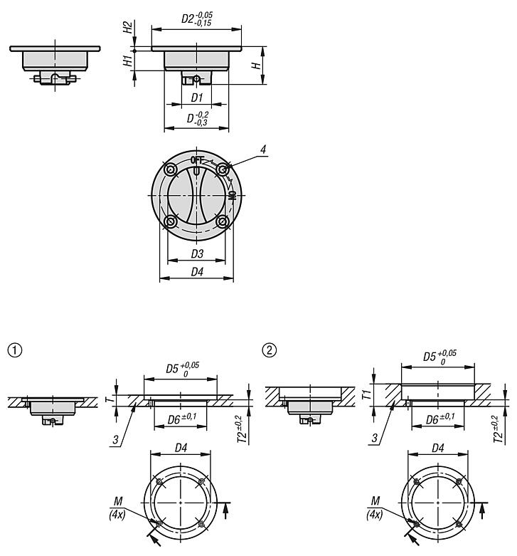 带嵌入式把手的不锈钢旋转夹紧装置