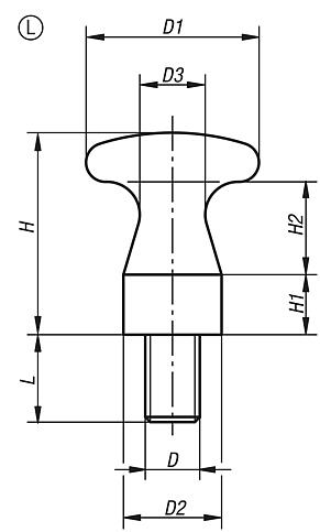 Flat knobs with external thread