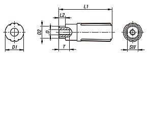 Plastic cylindrical grips, revolving, with internal thread - inch