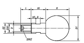Ball handles rotatable with external thread