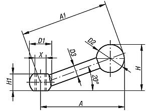 Ball handles DIN 6337 with internal thread