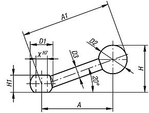 Ball handles DIN 6337 with locating hole