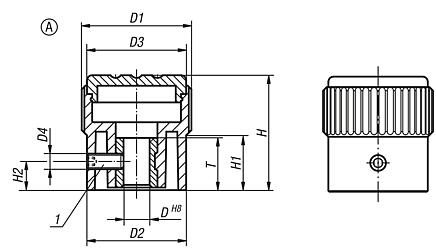 直纹旋钮，A 型，无刻度