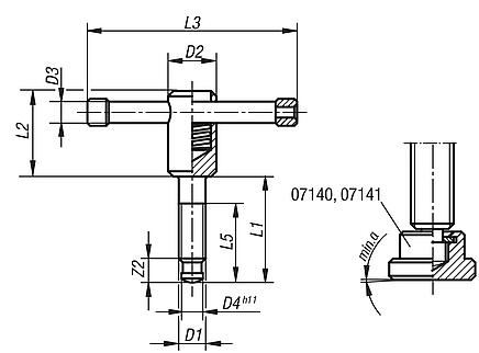 Pad screws with movable spindle, DIN 6306