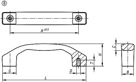 Pull handles stainless steel, tapped, Form B