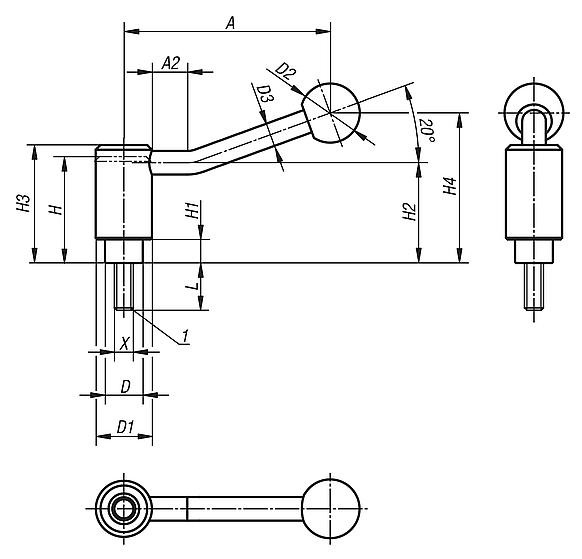 Tension levers safety external thread