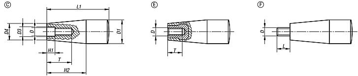 Taper grips, plastic (thermoset)