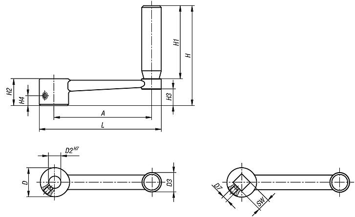 Crank handles stainless steel with revolving grip
