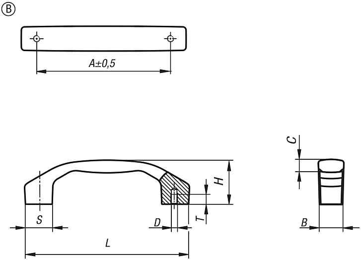 铝制喷漆弓形把手，从背面安装