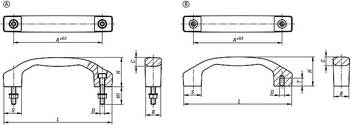 Pull handles, stainless steel
