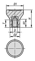 带内螺纹的热固性蘑菇头把手