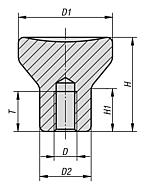 带内螺纹的蘑菇头把手，不锈钢 - 英制