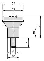 带外螺纹和盖子的塑料蘑菇头把手 - 英制