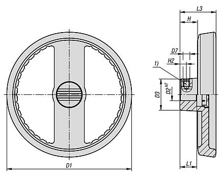 不带手柄的双辐铝制手轮