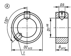 Shaft collars set screw DIN 705, stainless steel , Form A, recess