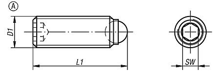 Ball pressure screws without head
with fine thread form A