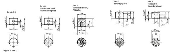 Grippers and inserts, round