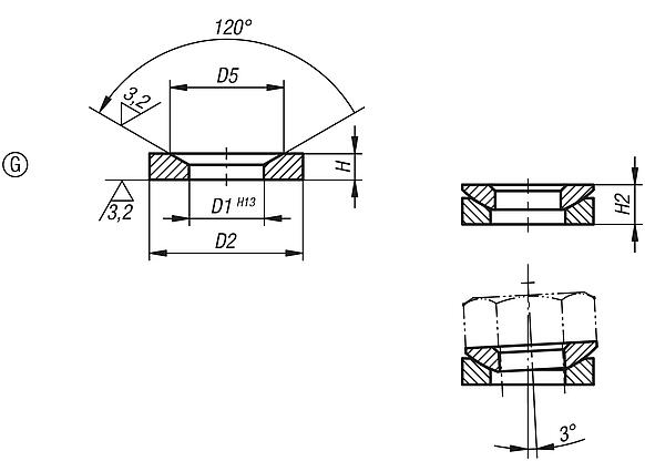 Conical seats Form G, DIN 6319, edition 10/01