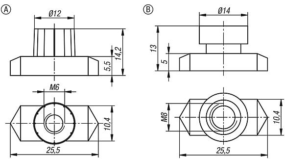 Support rail nuts for clamp fittings 
DIN 3015 parts 1 and 3
