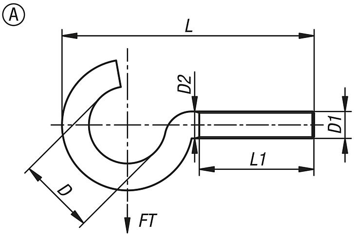 螺栓挂钩，型号 11E 和型号 4E，钢制，A 型