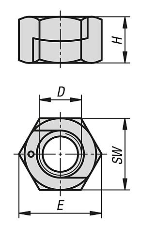Hexagon nuts QT steel, two-part 
without collar