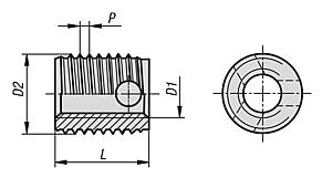 Threaded inserts self-tapping with cutting bores