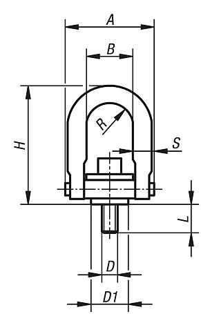 Hoist rings, steel with U-bracket, rotates through 360 degrees