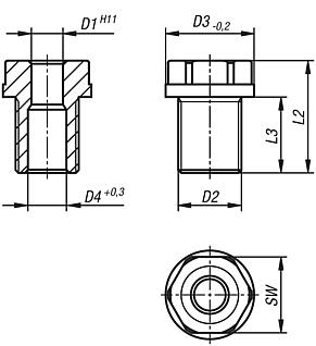 Receiver bushes, for ball lifting pins, stainless steel