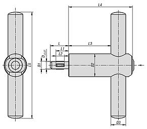 Threaded lifting pin, stainless steel, self-locking with grip