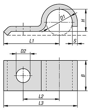 管夹 DIN 1596
单耳，轻质结构设计