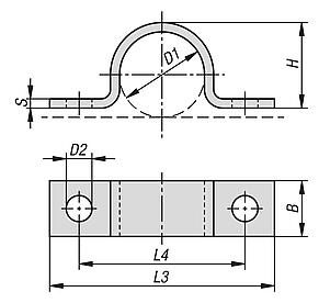 管夹 DIN 1597
双耳，轻质结构设计