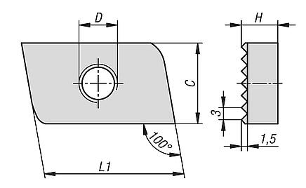 Tapped rectangular plates with toothing
for C-profile mounting rails System 41