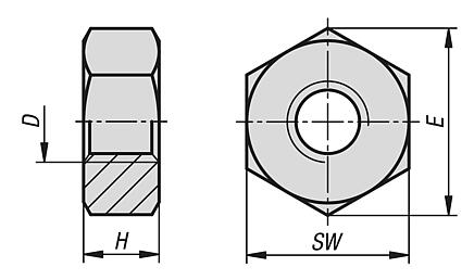 Hexagon nuts heavy duty - inch