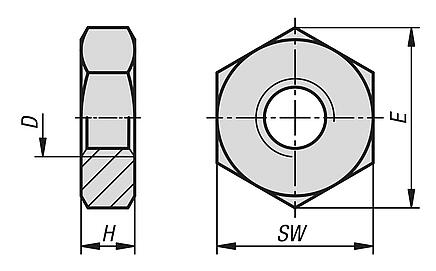 Hexagon nuts light version - inch