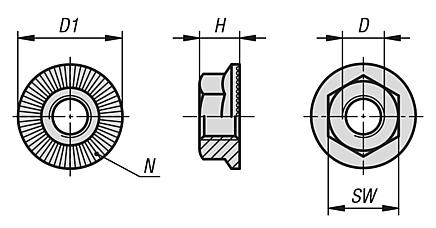 带垫自锁法兰六角螺母