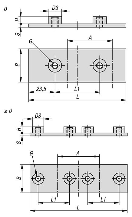 双焊接板，
适用于 DIN 3015 第 1 部分的轻型系列夹钳
